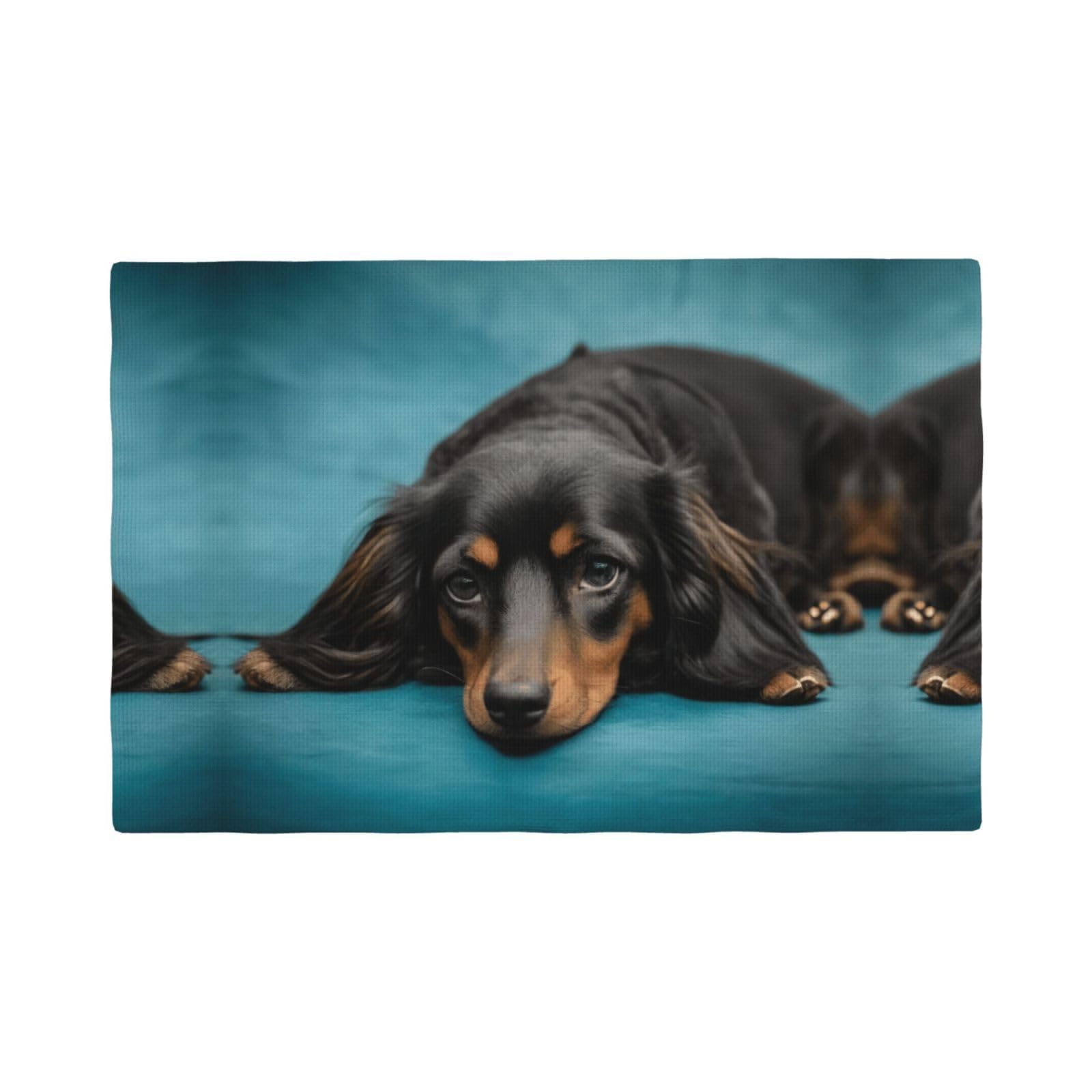 Cute Dog Imitation Linen Placemat – Elegant Double-Sided Printed Table Mat for Home, Dining, Weddings