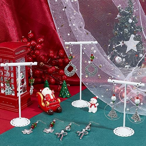 SUNNYCLUE 1 Box DIY 10 works Christmas Charms Red Green Glass Beads Earrings Making Starter Kit Tibetan Style Antique Silver Snowflake Charms Christamas Tree Charms for Jewellery Making Kits Women - Image 4