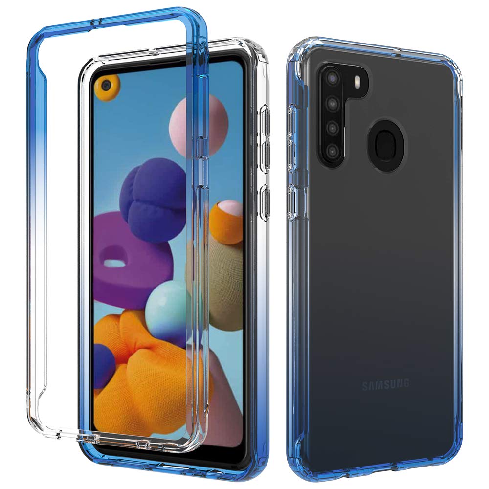 Samsung Galaxy A21 Case, Onyxii Full-Body Rugged Ultra Transparency Hybrid Protective Case with Built-in Screen Protector for Samsung Galaxy A21 (Blue)