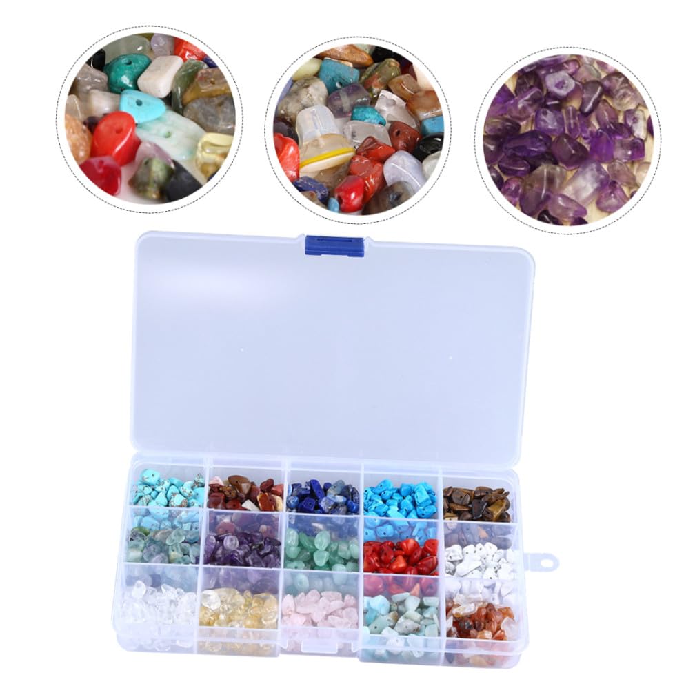 LIFKOME Set di 300 Perline Naturali di Pietra per Bracciali e Collane 15 Scomparti di Ametista, Lapislazzuli, Occhio di Tigre, Comodo e Leggero per Creazioni Fai da Te