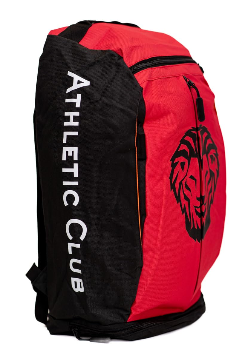 Athletic Club Mochila + Bolsa de Deporte 2 en 1, Negro con Rojo, 51 x 29 x 22 cm, Asas ocultas, Bolsillos Múltiples, Producto Oficial