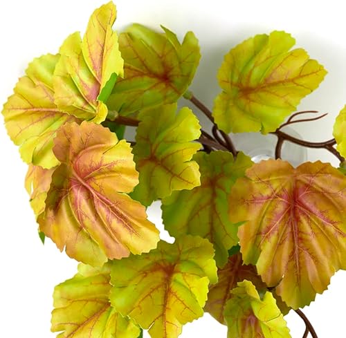 Miniatura 3 de Plantas de reptiles para terrario, decoración de hábitat de anfibios, plantas colgantes artificiales con ventosa - falso Heuchera Micrantha amarillo