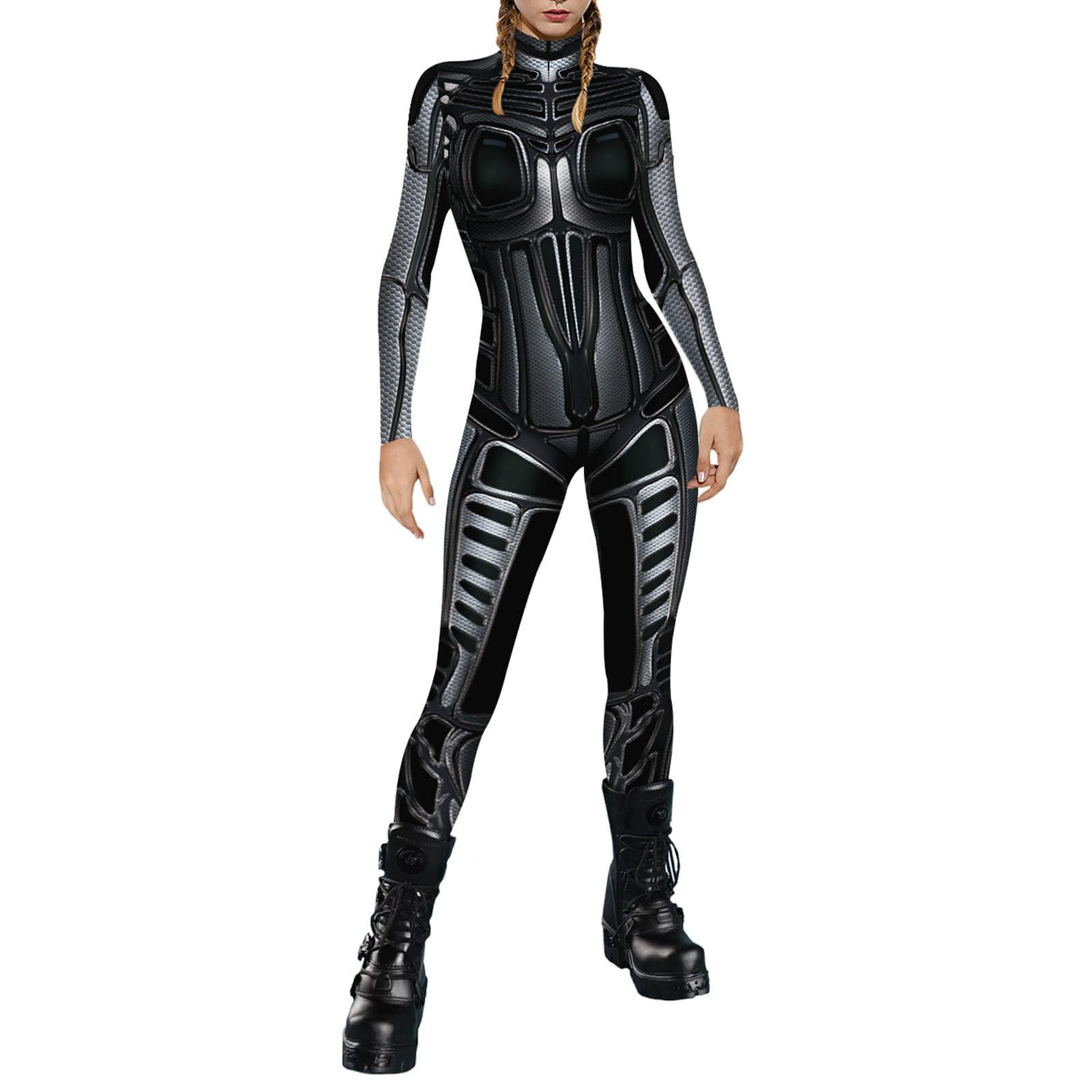 Women's Robot 3D Print Full Body Bodysuit with Back Zip for Halloween Costume Party, Costume Women's Robot Cosplay Catsuit Jumpsuit Bone Suit Carnival Cómodo