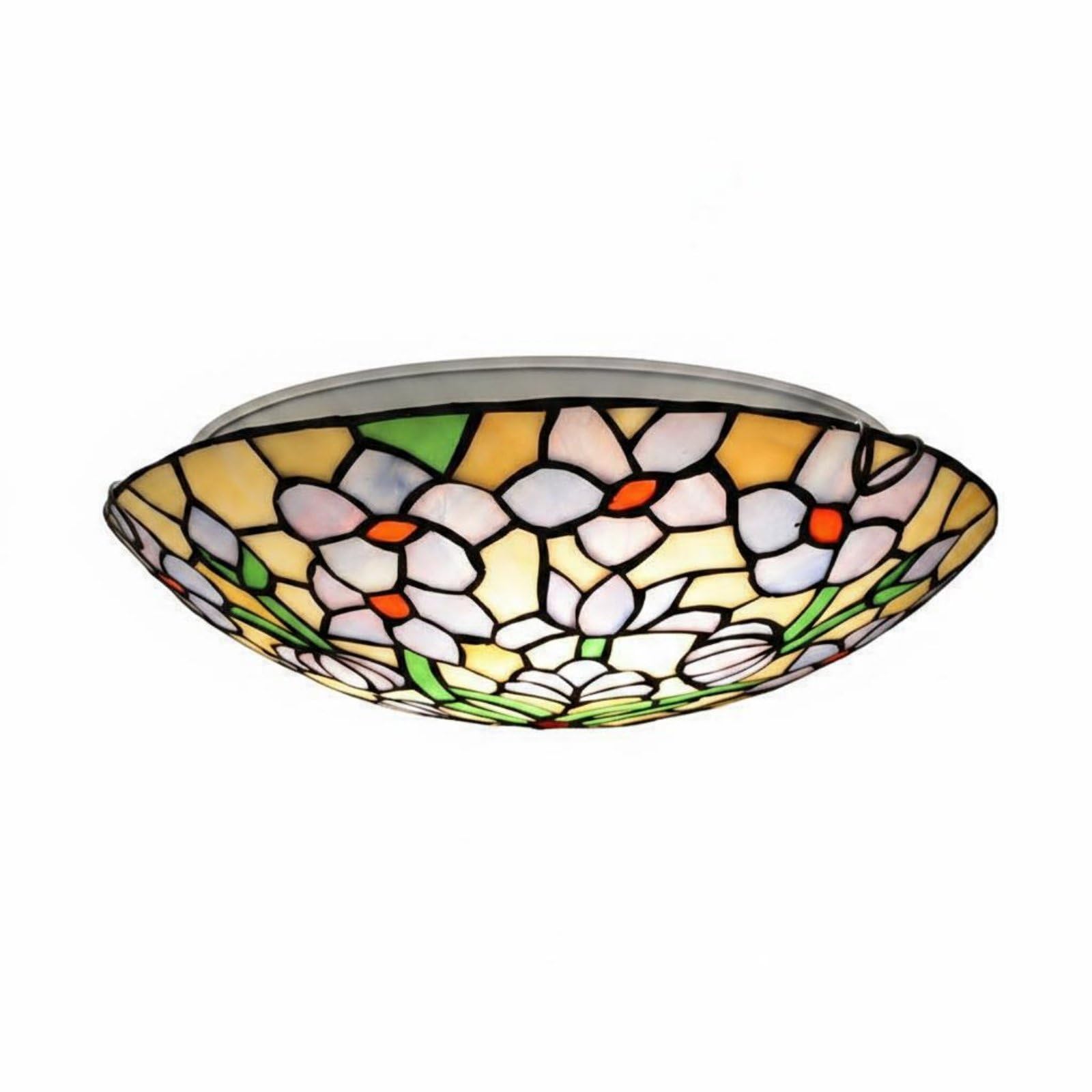 Art Art Nouveau Design Tiffany Ceiling Lamp Romantic Lighting Round Stained Glass Ceiling Light Semi Flush Mount Light for Living Room, Bedroom, Bar, Hallway, 30CM, with Bulb | Collectibles-image-28