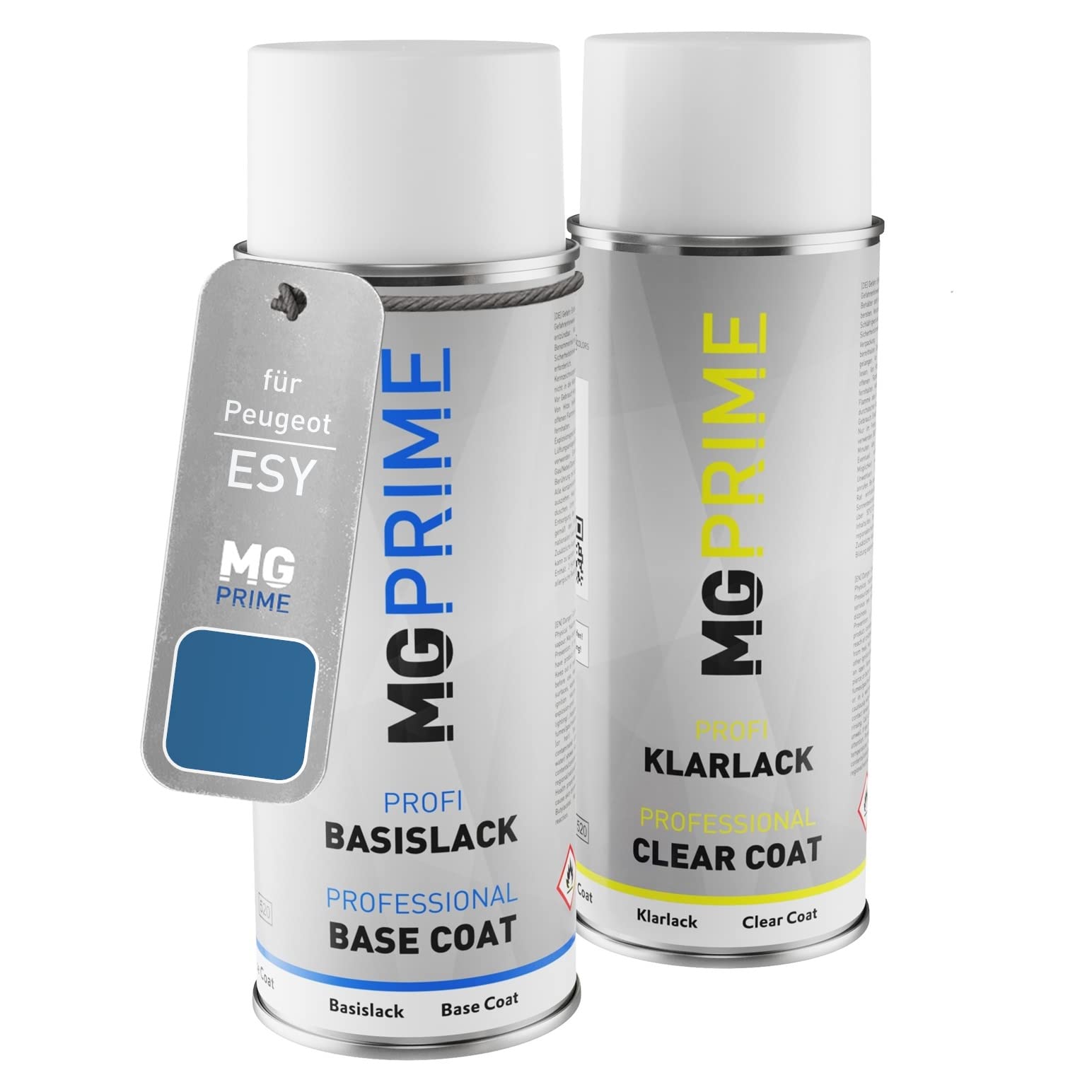 MG PRIME Vernice per auto Kit di bombolette a spruzzo per Peugeot ESY Bleu Celebes Nacre/Celebes Blue Metallic Bomboletta spray da 400ml di vernice di base vernice trasparente