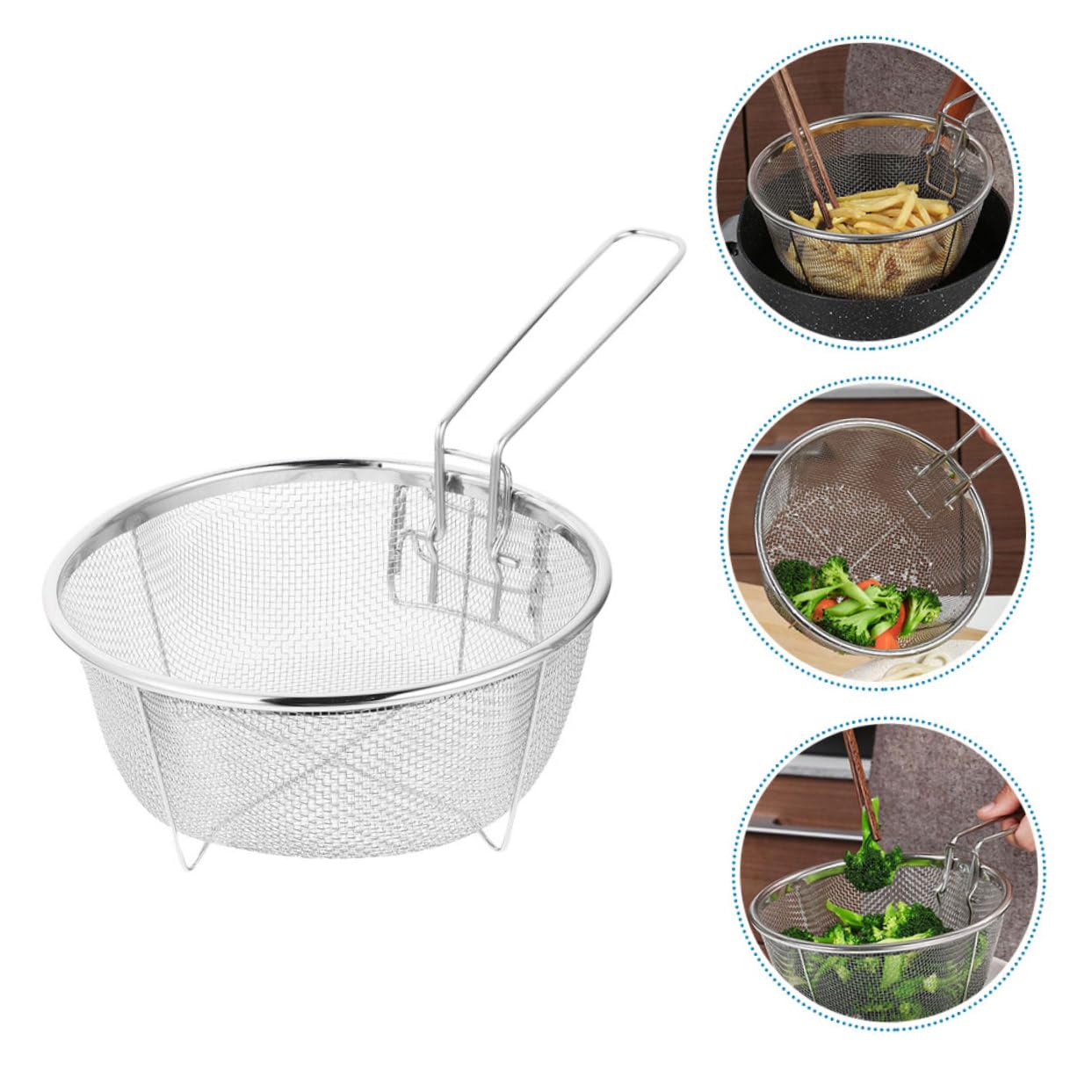 ABOOFAN Lot De 5 Paniers À Friteuse En Acier Inoxydable Avec Passoire Et Panier À Friteuse À Air Pour Frites