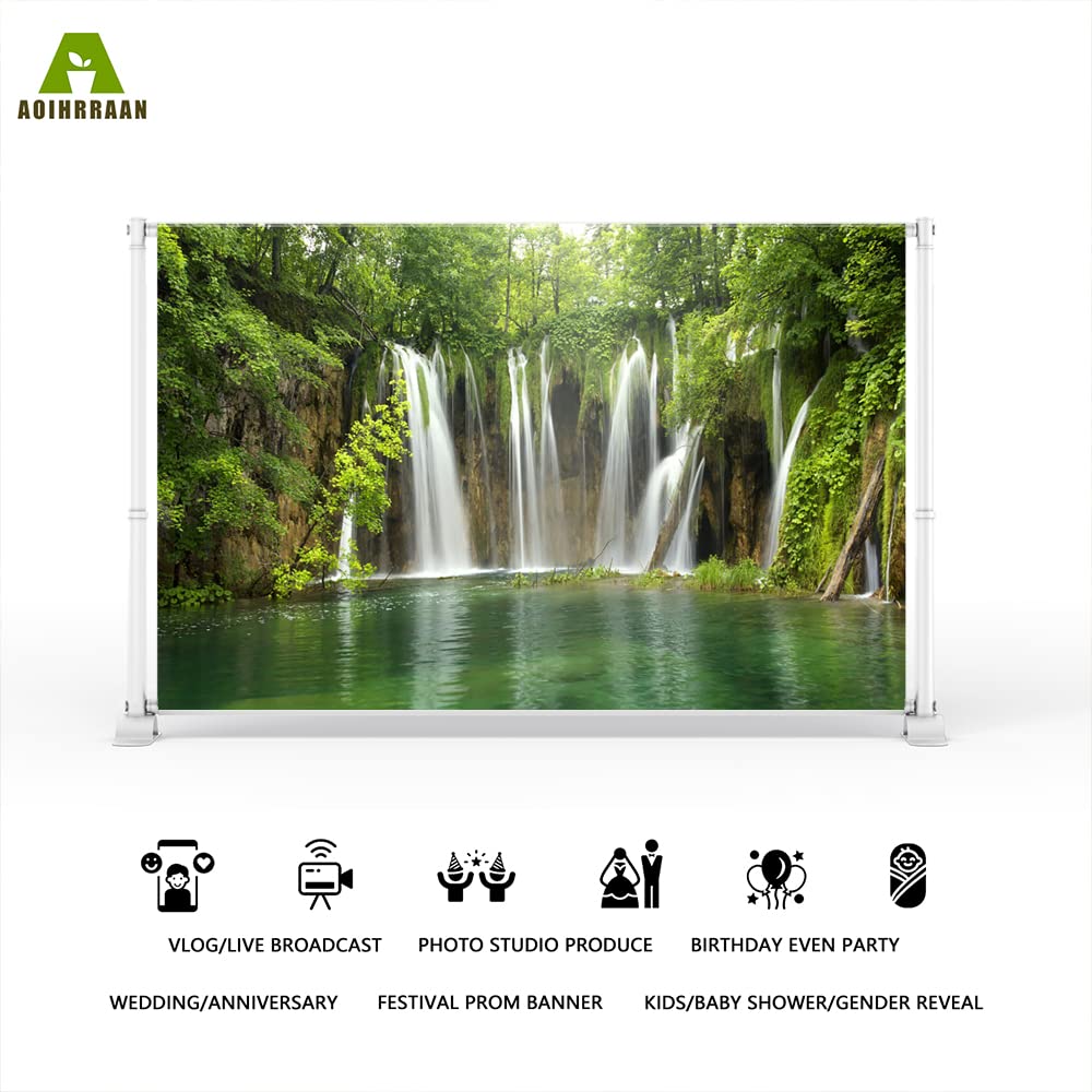 Aoihrraan 3x2,5m Cascata Sfondo Primavera Giungla Foresta Cascata Natura Paesaggio Fotografia Sfondo Resort Viaggi Camera Carta da Parati Decorazione Bambini Adulti Ritratto Artistico Puntelli Foto