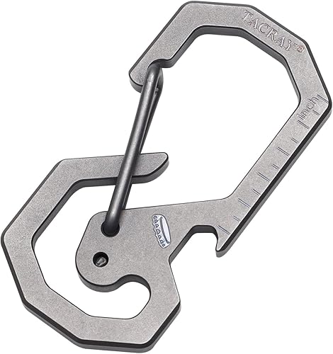 TACRAY Compact EDC Keychain Clip, Small Carabiner Keychain Holder, Anti-Lost Quick Released Backpack Hook with Multitool as Bottle Opener and Flat