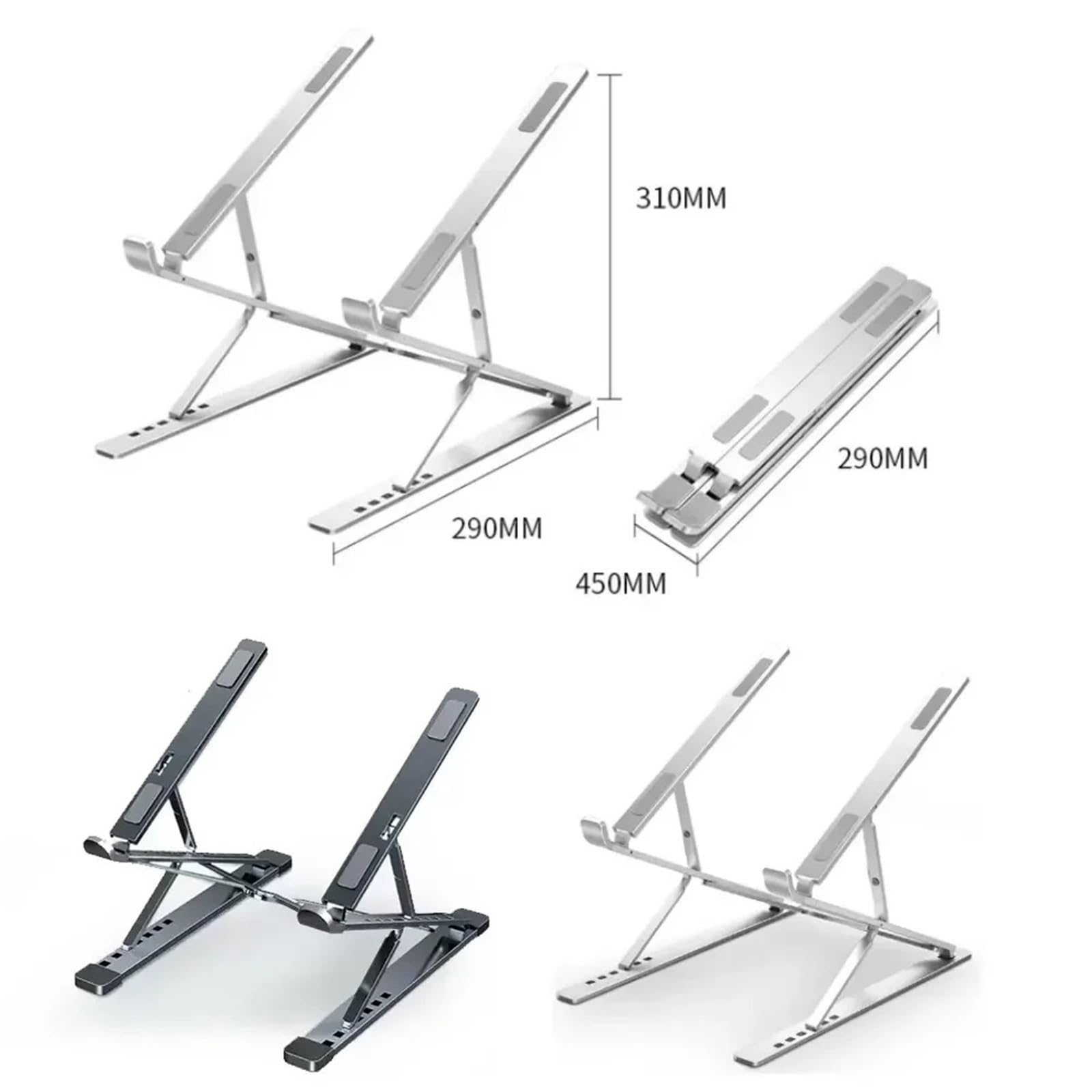 Supporto per Laptop per scrivania, Supporto for Laptop in Alluminio 9 Livelli Doppia Altezza Regolabile(Silvery)