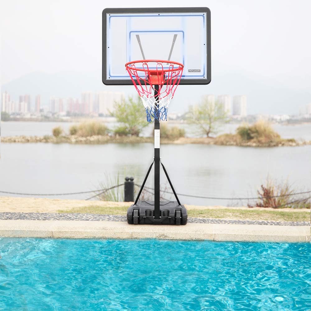 PEXMOR Pool Basketball Hoop & vplleyball Poolside, Portable for Swimming Pool, Upgraded Water Basketball Backboard Stand for Pool Indoor Outdoor