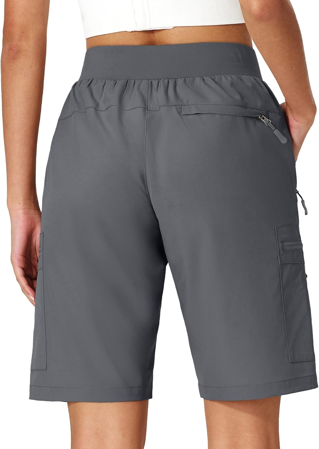 Ksmien Women's Hiking Cargo Shorts Quick Dry Lightweight Summer Shorts with Zipper Pockets for Travel Golf Camping - Image 2