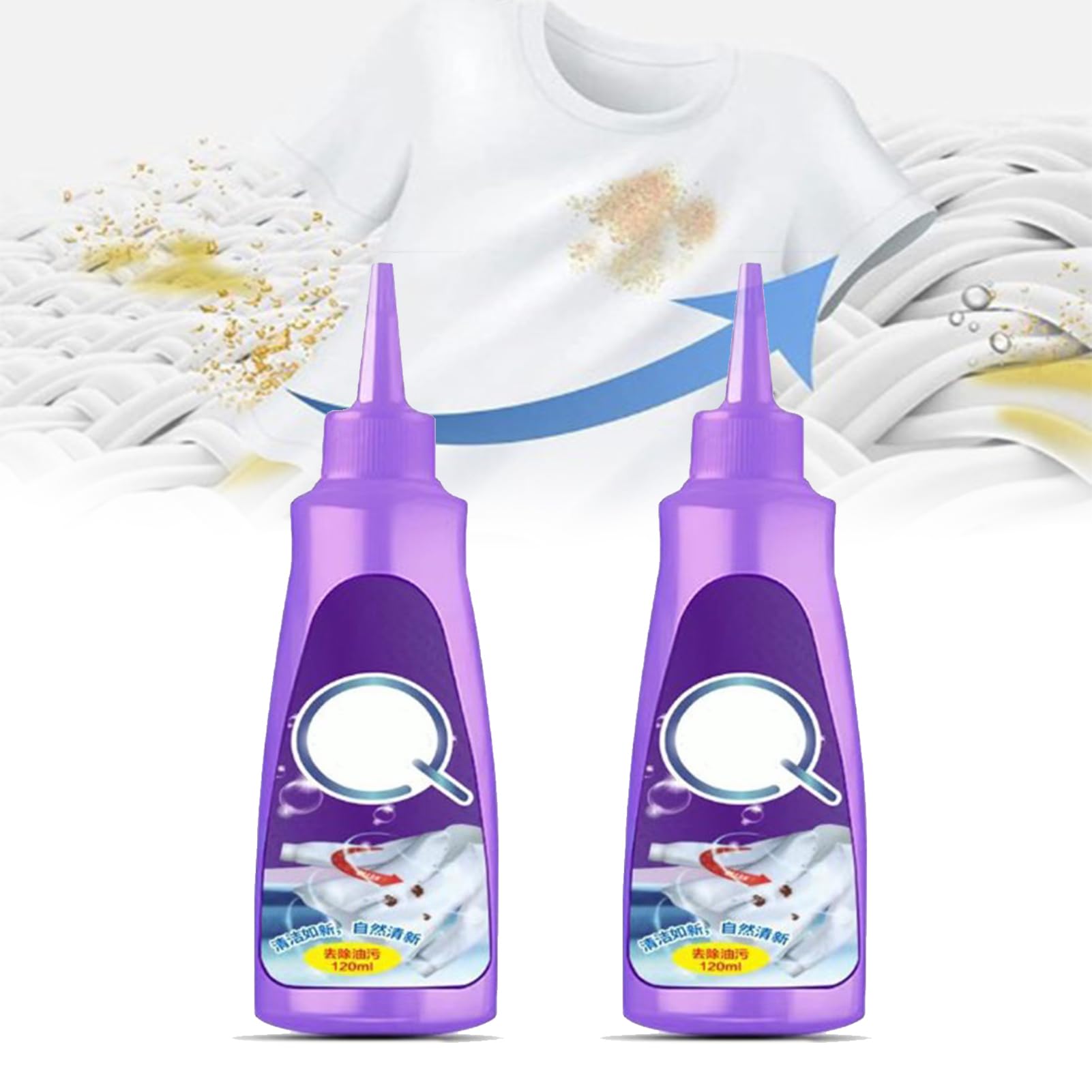 Active Enzyme Laundry Stain Remover, 120ml Active Enzyme Clothing Stain Remover, Garment Stubborn Stain Cleaner Oil Remover, Active Enzyme Stain Remover, Easy Removal (2Pcs)