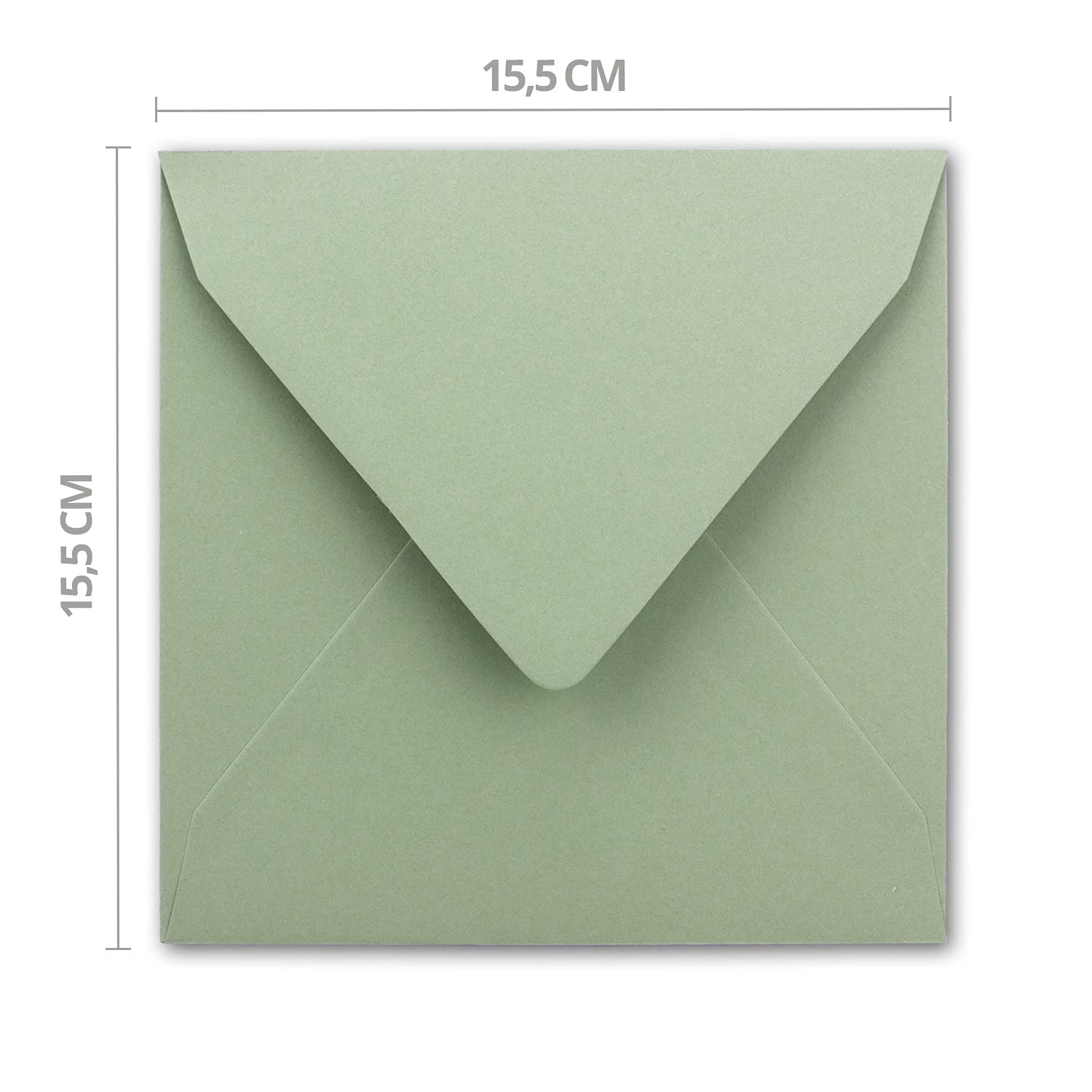 100 sobres cuadrados de 15,5 x 15,5 cm, verde eucalipto, forrados con papel dorado, adhesivo húmedo, FarbenFroh by GUSTAV NEUSER