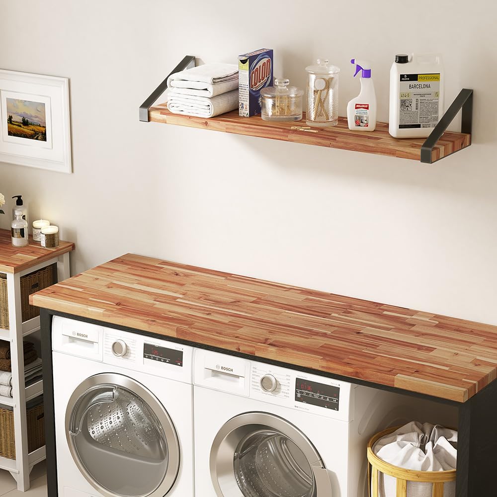 96''L x 25''W x 1.5''Th Acacia Solid Wood Butcher Block Countertop, Butcher Block Table Top for DIY Washer Dryer/Island/Kitchen Countertop (Unfinished)