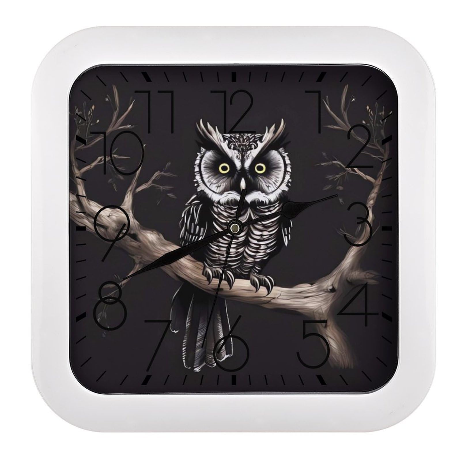 Horloge murale silencieuse Late Night Owl sans tic-tac mécanique pour un sommeil préservé