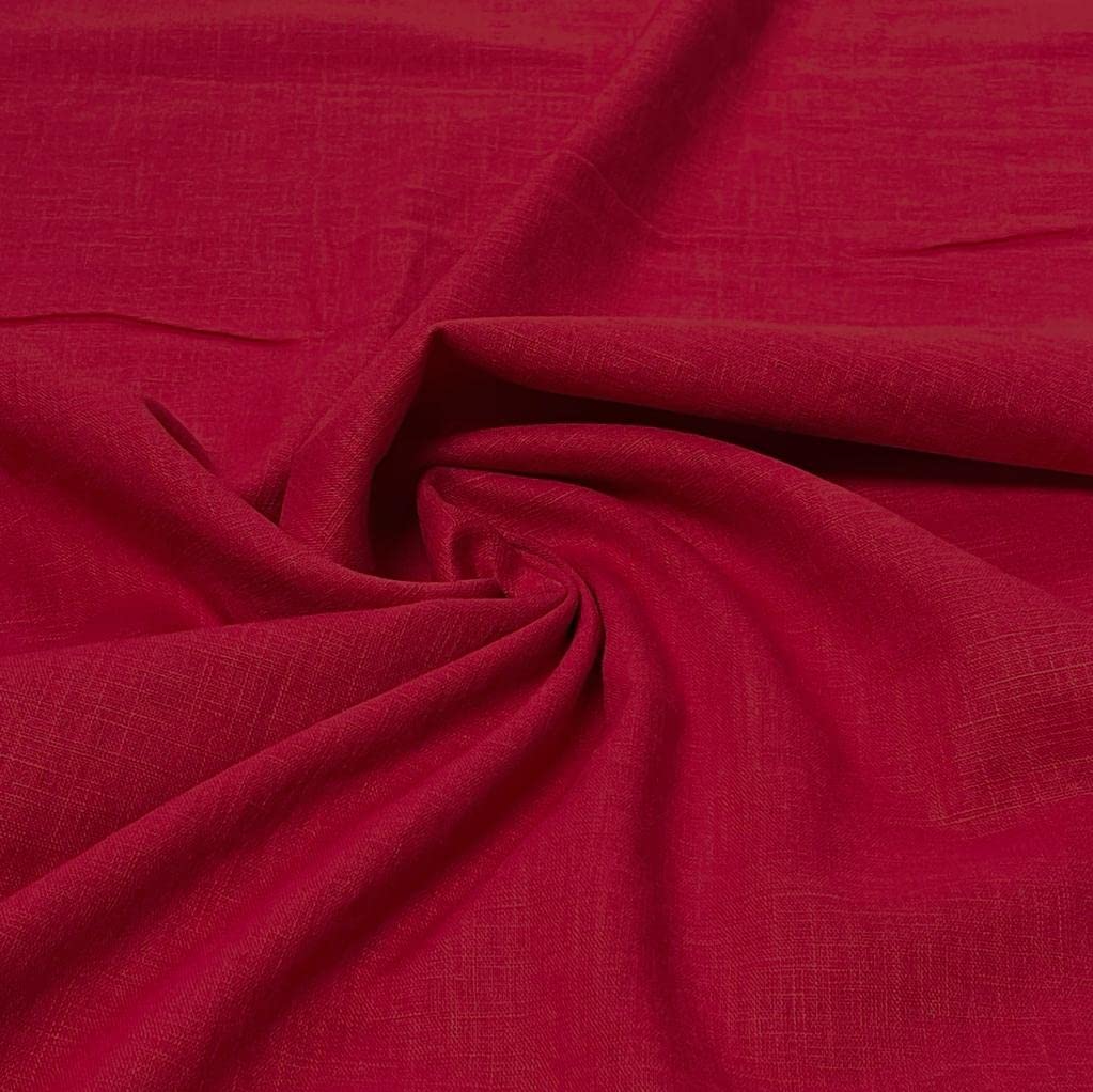 100% Pure Washed Linen Flax Fabric 45 Colours 135cm Wide 240gsm Per Metre (8019 Cherry) (Fat - Quarter)