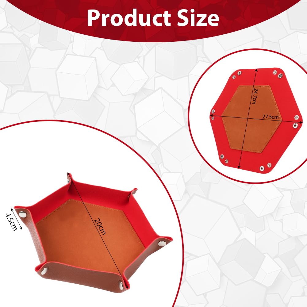 URAQT Doppelseitig Würfelbrett, 4 Stück Würfelbretter Faltendes Hexagon Würfelteller PU Leder Würfelbretter Würfelschale Würfelbox Zusatzblöcke für RPG DND Dragons Würfel Gaming und Andere Tischspiele