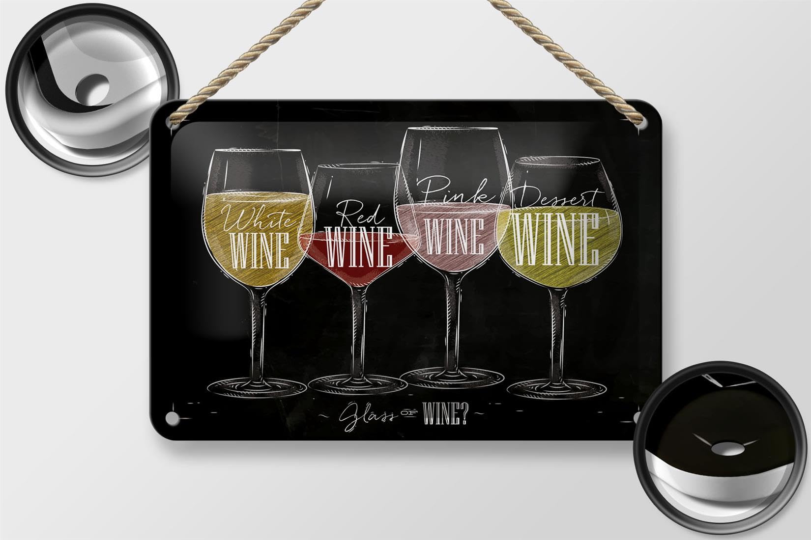 Targa In Metallo Vintage Per Cantina – Insegna “Wine Tasting Hours” – 20x30 Cm – Adatta Per Parete O Tavolo