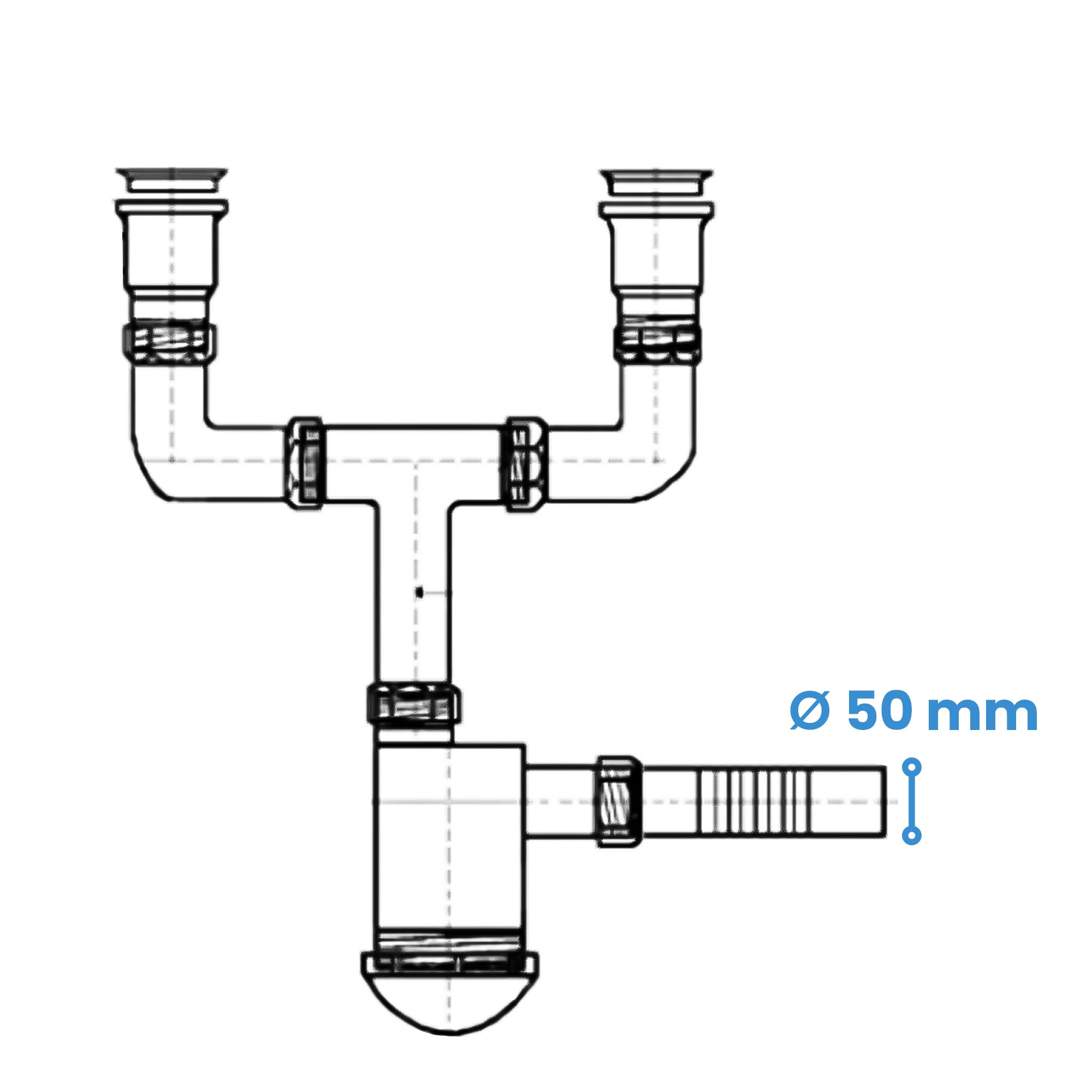 Podwójny syfon 50 mm do podwójnej umywalki z sitkiem odpływowym, metalowe sitko i korek do zlewozmywaka, syfon, umywalka, akcesoria do zlewozmywaka, syfonu, łazienki, zlewozmywaka, rury odpływowej