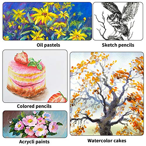 126 Piece Deluxe Art Creativity Set with 2 Drawing Pad, Art Supplies in Portable Wooden Case- Crayons, Oil Pastels, Colored Pencils, Acrylic Paints, Watercolor Cakes, Brushes - Deluxe Drawing Kit - Thumbnail 2