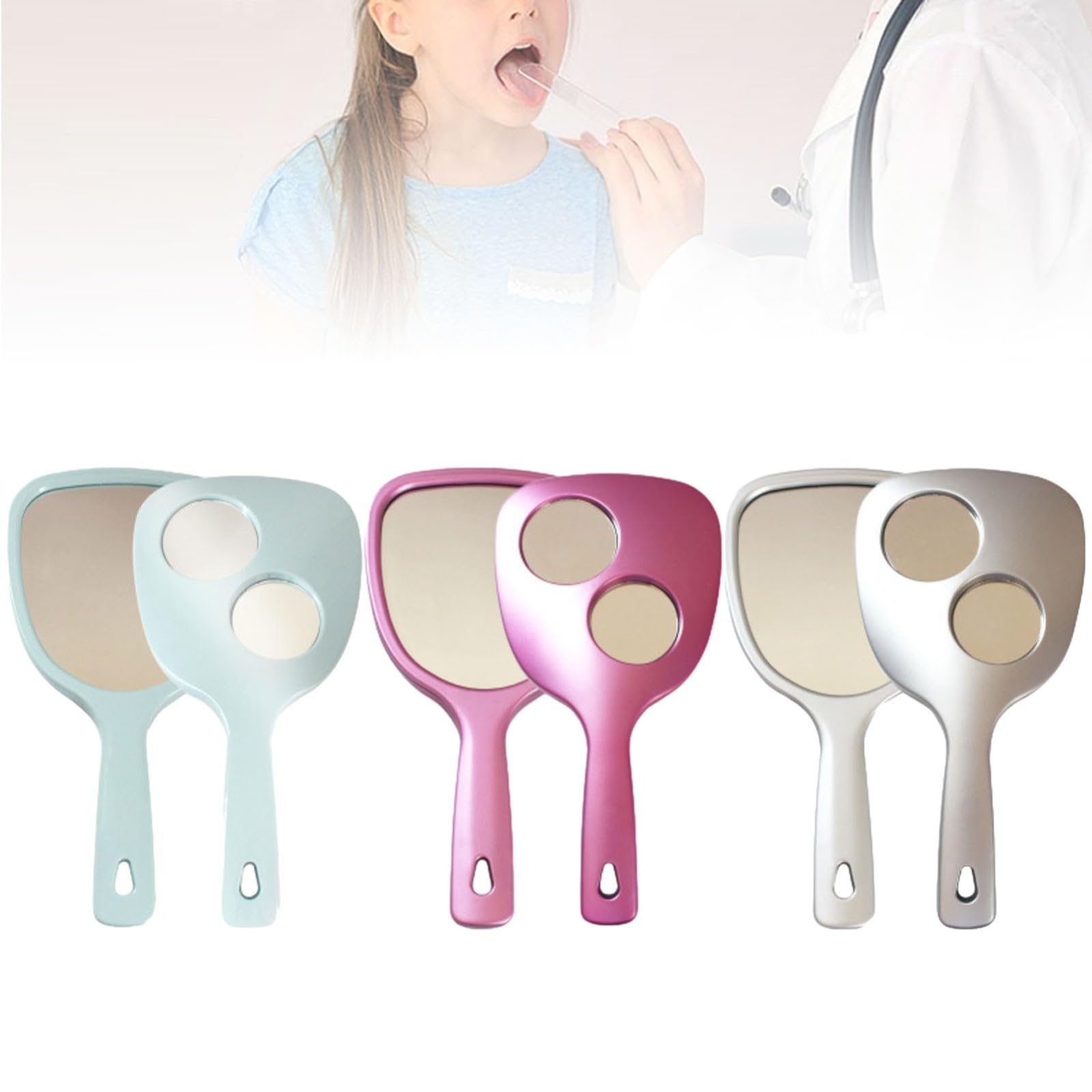 Dwustronne lusterko do makijażu dentystycznego, 3 x 5-krotne powiększenie, ręczne lusterko podróżne, duży rozmiar dla łatwego oglądania, idealne do makijażu i kontroli dentystycznej