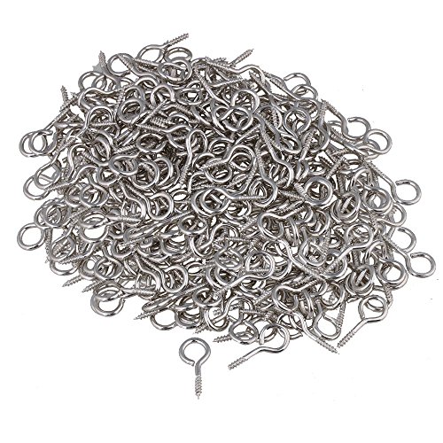 1000 Pcs Mini Screw Eye Pin Peg 2# Jewelry Small Screw Eye Pins Hooks Eyelets Screw Threaded Silver Clasps Hooks for Jewelry Craft