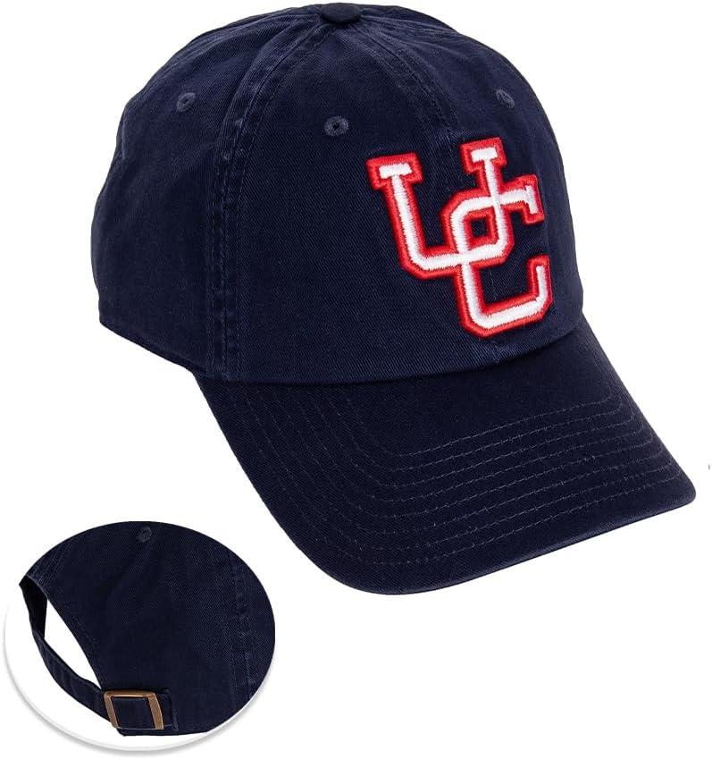Desert Cactus University of Connecticut UConn Baseball Hat Huskies Brimmed Embroidered Hats Cap Adjustable Cloth Strap Adult (Style N1 Vintage) Blue