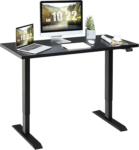 Miniatura 1 de Tangkula Escritorio eléctrico de pie, 48.0 x 24.0in para sentarse a levantarse escritorio con controlador inteligente y escritorio de una pieza,