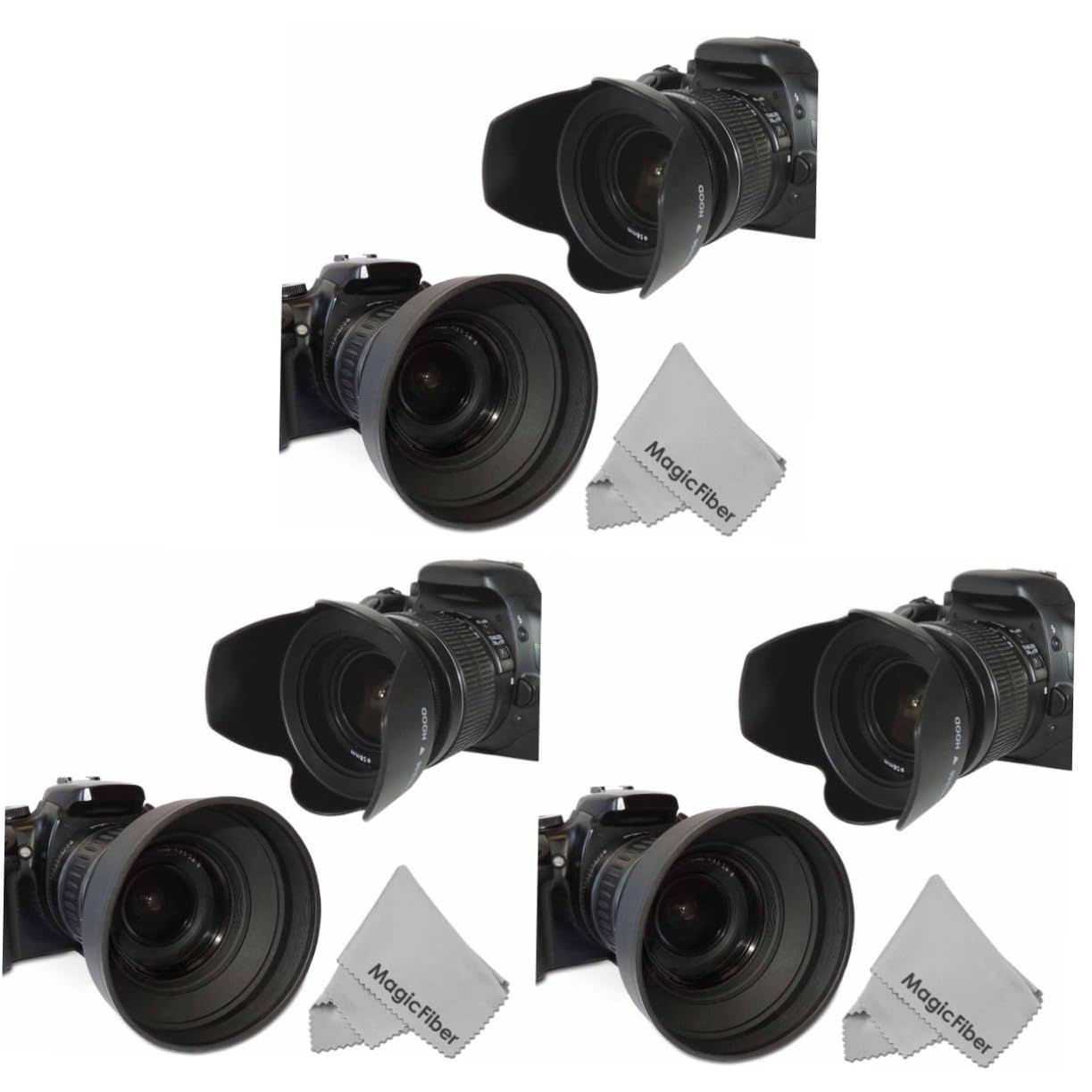 DOITOOL 3 Pezzi 58mm Paraluce Per Obiettivo Della Fotocamera Petal Flower Gomma Abs Plastica Obiettivo Prevenzione Dei Riflessi Per Una Facile Installazione Con Montaggio A Vite