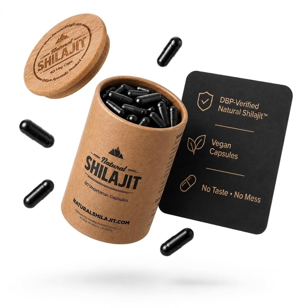 NATURAL SHILAJIT Capsules (2 Months Supply) - 60 Count - Shilajit for Men & Women with Fulvic Acid & Trace Minerals, Plant Based Nutrients for Energy, Immune Support & Vitality