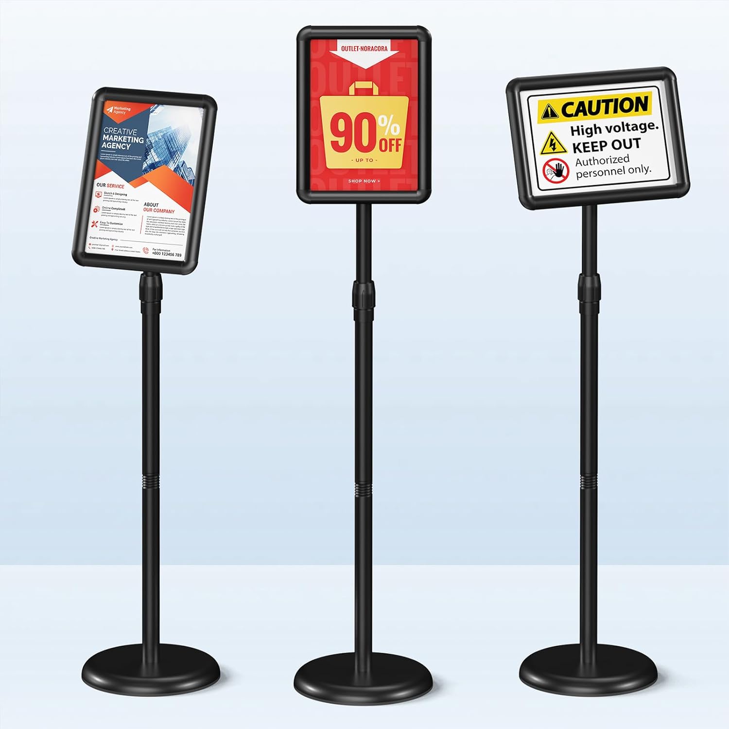 Sign Stand Sign Holder Stand Sign Stands for Display 8.5 x 11 Inches Pedestal Sign Holder 360° Rotation Adjustable Signage Stand for Business Exhibition, Restaurant, Supermarket (Black) - Image 8