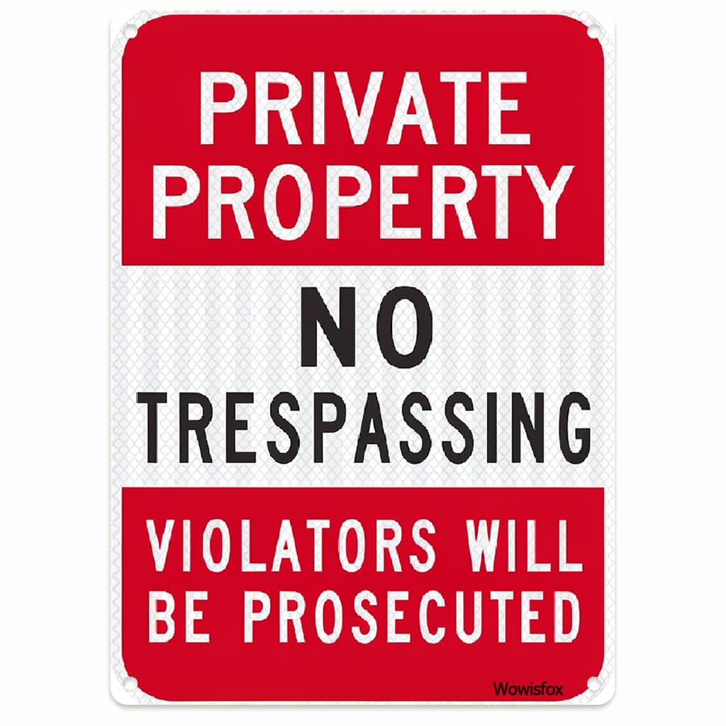 Private Property No Trespassing Warning Sign, 8 x 12 Inch Aluminum
