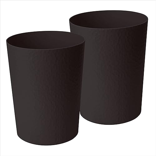 Bath Bliss Cubo de basura con diseño martillado, paquete de 2 unidades, parte superior abierta redonda, 10 litros, papelera de baño, cocina,