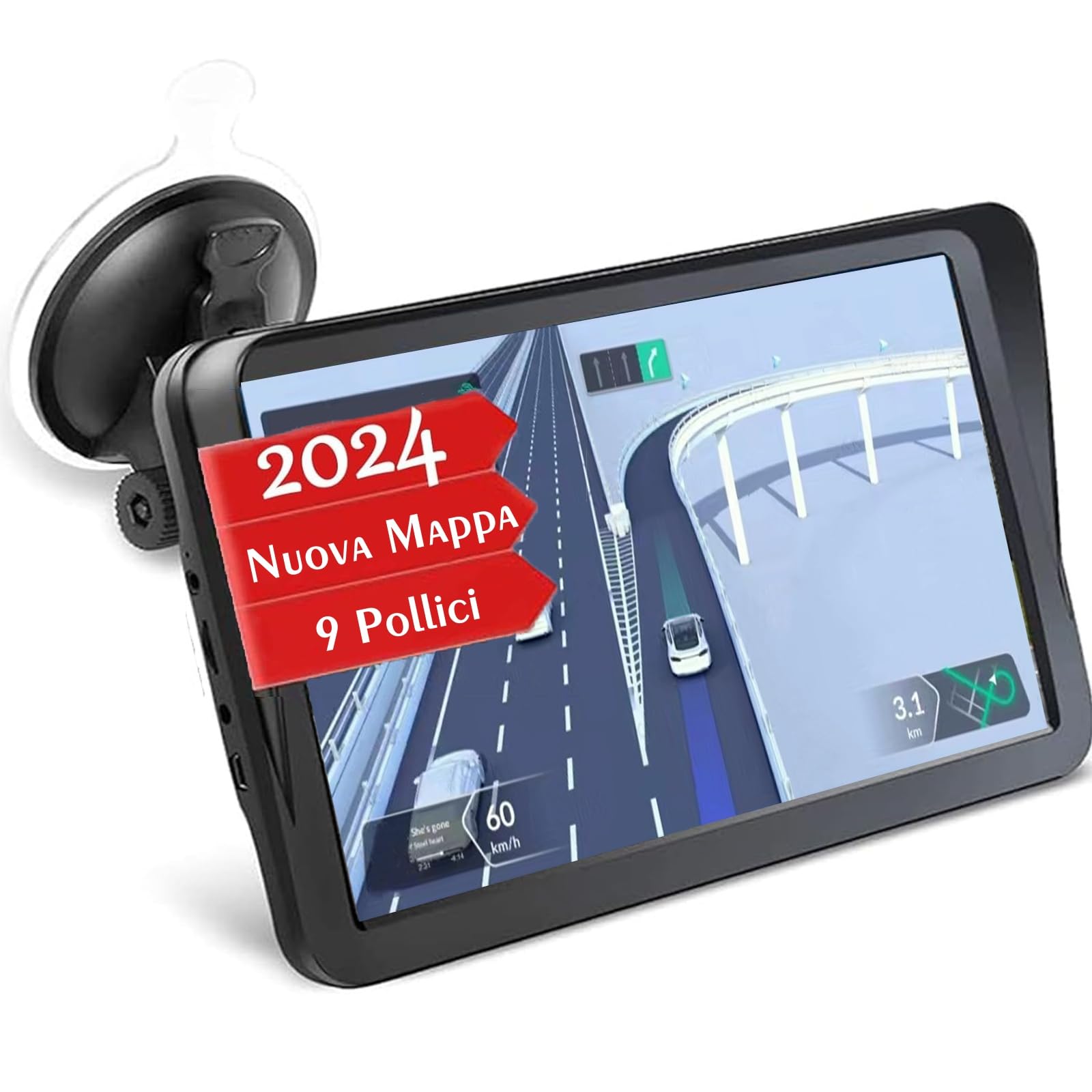 Navigatore Camion Camper 9 Pollici 2024 GPS Navigatore Satellitare Auto Autobus Taxi, Avviso Traffico Vocale, Limite di Velocità, Aggiornamenti gratuiti delle mappe a vita (9 inch)