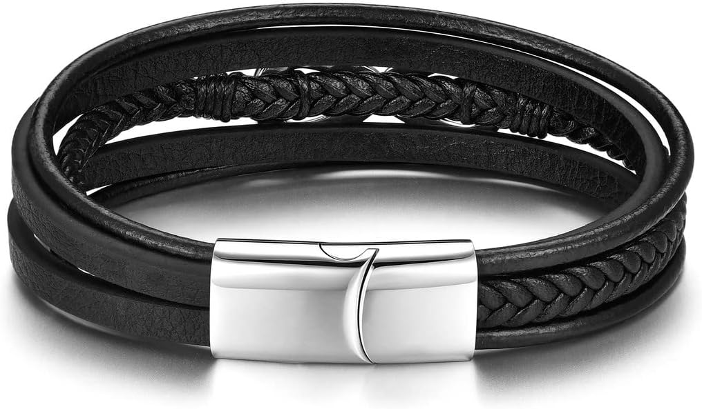 Men's Infinity Leather Bracelet with Stainless Steel Clasp Infinity Love Symbol Wristband Cuff Bangle Personality Bracelets - Image 3