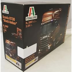 Fundas Para Camiones Scania Italeri 553897 Scania 3897 R730 V8 Camión Negro Ámbar Maqueta 1:24
