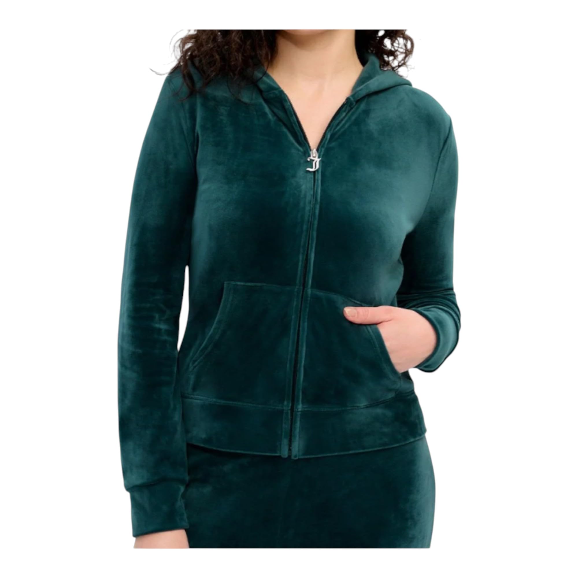 Juicy Couture Women's Hallow Bling Velour Track Jacket, Turquoise, XS