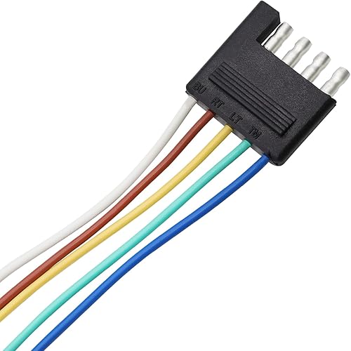 Miniatura 3 de Ruibapa Arnés de cableado plano de 5 vías para remolque, conector de cable de extensión de 22 pulgadas, conector macho de 5 pines, arnés de cableado