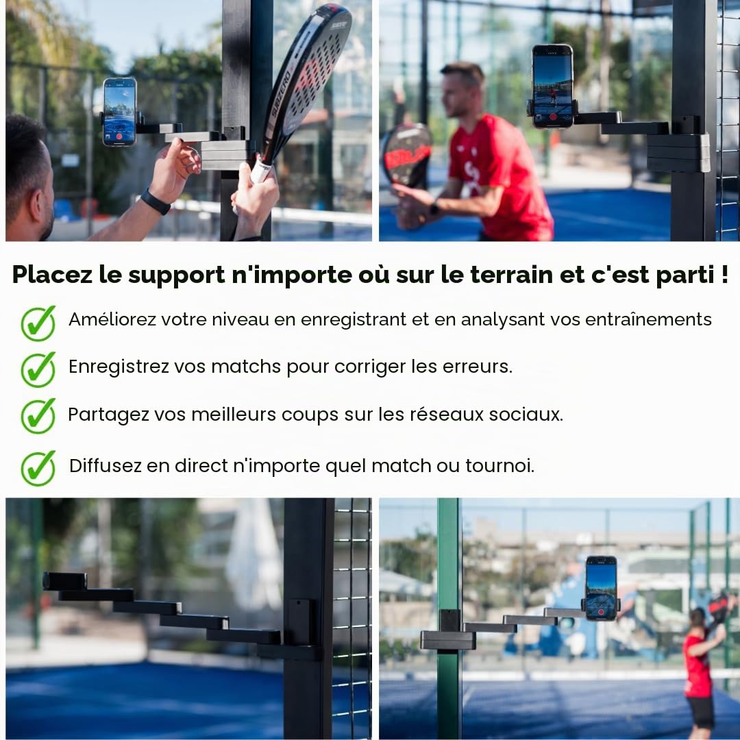 Gimadd Support Mobile pour Padel, Gymnastique, Crossfit, callisthénie, Base avec Aimant en néodyme, Design Unique de trépied pour téléphone Portable Compatible avec iPhone,Samsung,Huawei, Xiaomi etc.