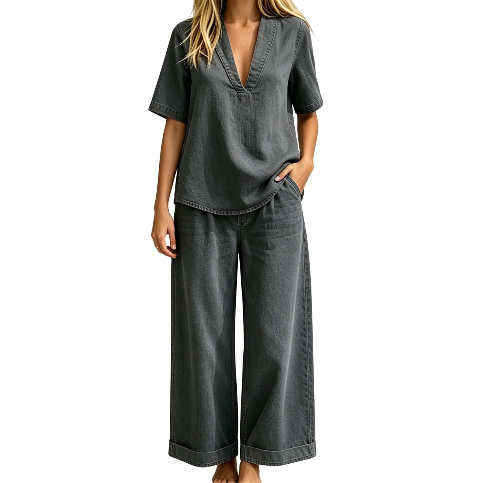 Conjunto Mujer Dos Piezas Elegante Verano Casual Deportivo Chandal Completo Loungewear Holgado Diarios Casa Playa Vacacionesropa Verano mujerSencillo y Atemporal