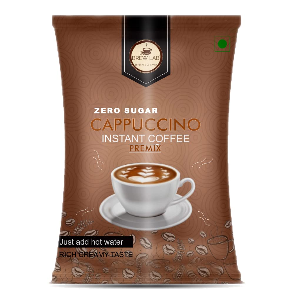 Brew Lab Instant Cappuccino Coffee Premix with Zero Sugar | 3 Steps Preparations- No Equipment Required | Vending Machines Sugar Free Premix Instant Coffee (1 kg) (B0CD2LZKLZ) Amazon Price History, Amazon Price Tracker