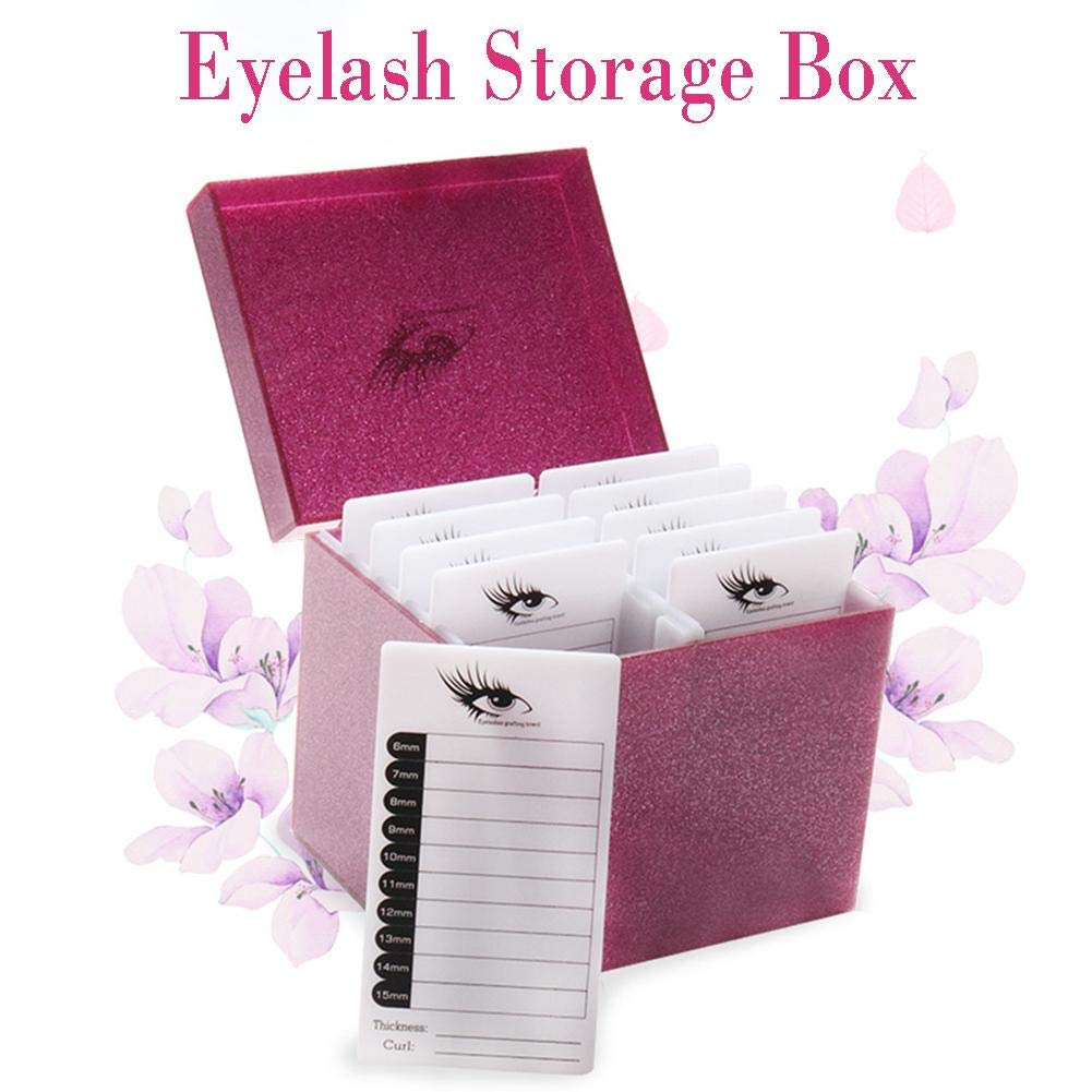 Boîte de rangement en acrylique à 10 couches pour faux cils support pour extension de cils organiseur de maquillage support pour palette de colle greffage de cils Présentoir avec 10 palettes (rose)