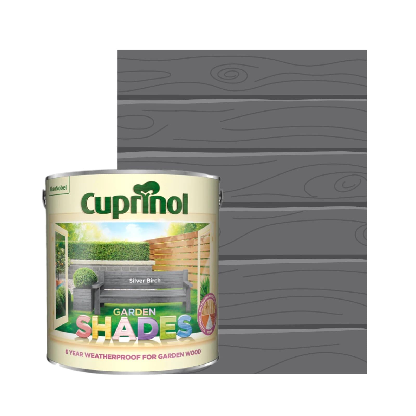 Milena Garden Shades Fence Paint, Shed Paint, 6 Year Weatherproof Exterior Wood Treatment, Water Based Matt Finish Paints for Wood Stain, 2 Coats Recommended (Silver Birch, 1 Liter)