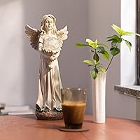 Vista 2 de Estatua de ángel para jardín, estatua solar de jardín de 16.3 pulgadas, regalos de jardinería para mamá, abuela, adornos de césped, figuras