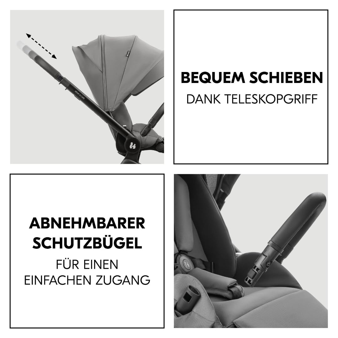 Hauck 3in1 Kinderwagen Set Move N Care mit Drive N Care Babyschale – Kombikinderwagen ab Geburt bis 22 kg mit Federung & wendbarer Sitzeinheit – Dark Grey