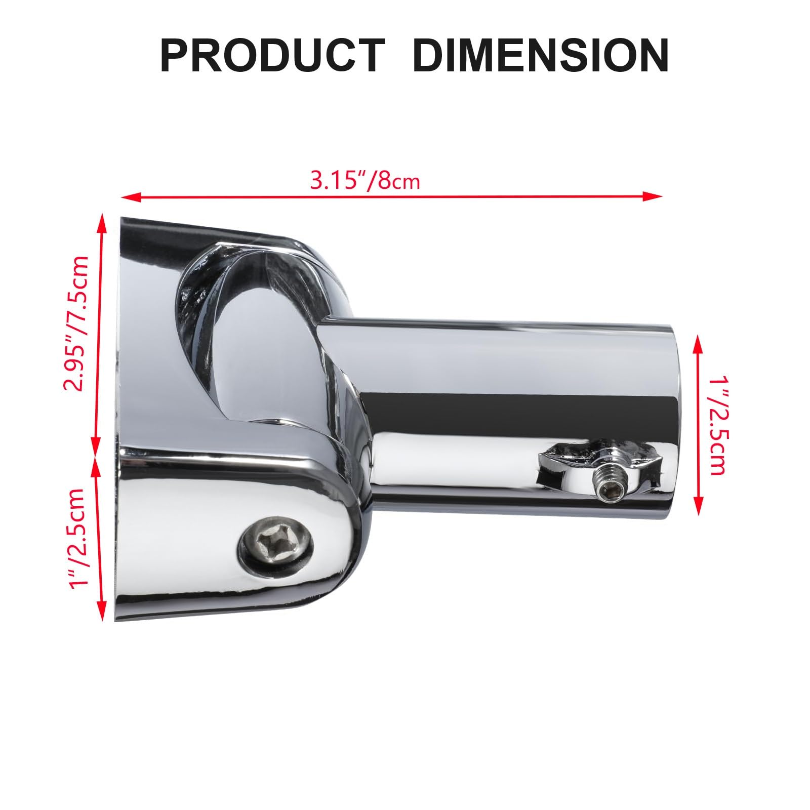 Shonmogar 2 Pack Shower Curtain Rod Brackets, Zinc Alloy Holder with Screw, Wall Mount Bracket, 180 Rotatable for 1 Inch Curved Rod, Polish Silver