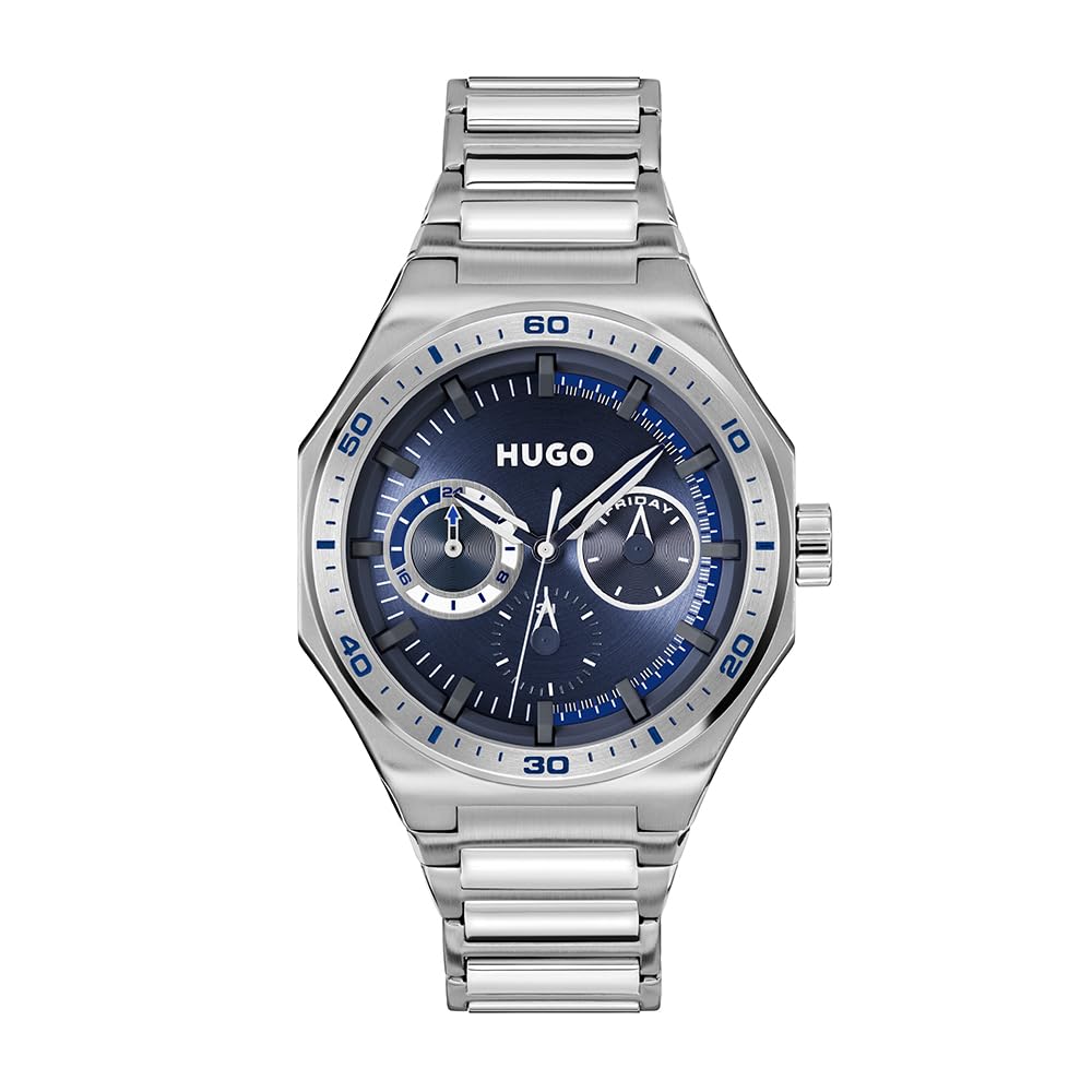 Hugo Men's Stainless Steel Size 44 Blue Grail Sport Multi Dial Bracelet Watch - W45430 1530400