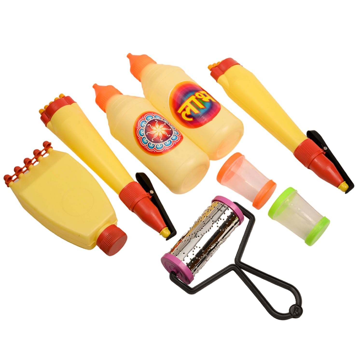 PANCA Rangoli Making Tool Kit – 8-Piece Set with 2 Outliner Pens, 2 Rangoli Bottles, 1 Galicha Patta, 2 Rangoli Fillers & 1 Roller – DIY Rangoli Art Set for Festivals & Home Décor-image-24
