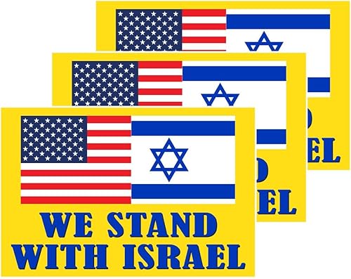 Calcomanías de 3 x 5 pulgadas con texto en inglés We Stand with Israel Supported by Americans, paquete de 3 unidades enviadas desde Estados Unidos,