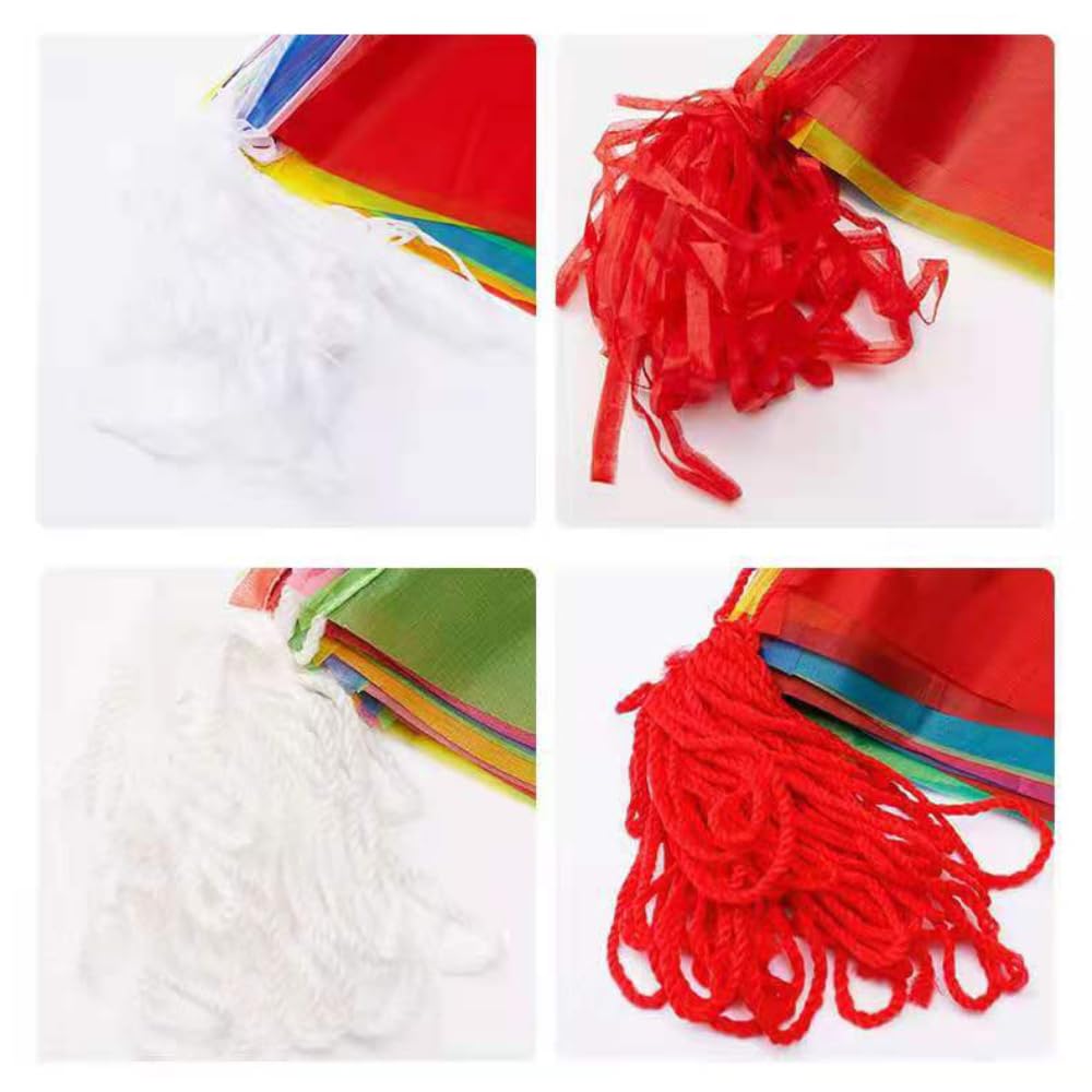Wambere 5 Stück Wimpelkette Bunt Dreieck Flaggen Wimpel Girlande Wimpel Banner Willkommen Girlande Geburtstagsgirlande Wetterfest Stoff Wimpel Deko Girlande Bunt für Hochzeit Party Festival,Weiß A,L